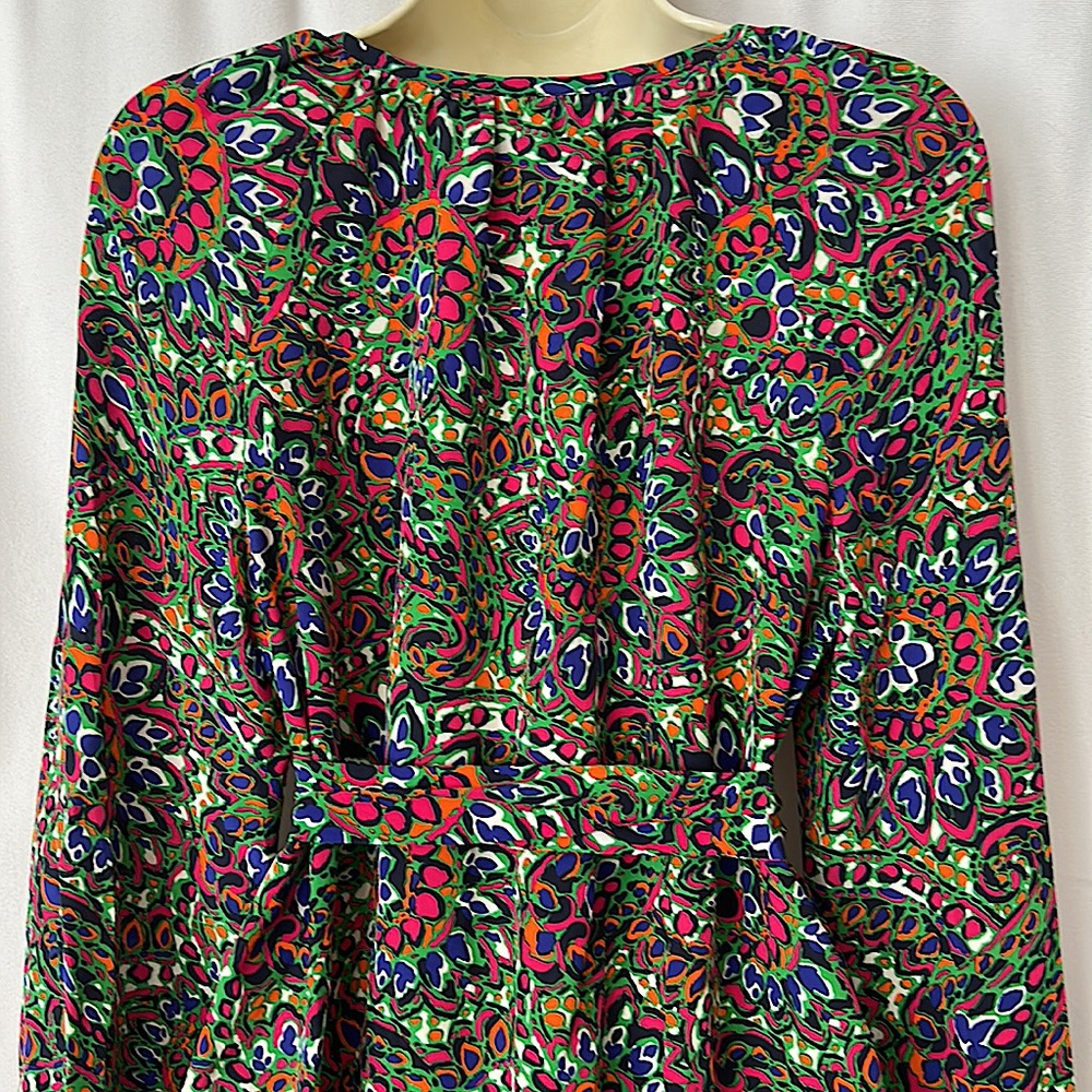 Vanessa Seward Floral 💯% Silk Keyhole Long Sleeve Dress **Sz 36/US Sz 4**🔥🔥 - Picture 4 of 5